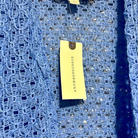 Anthropologie Ella Mara Periwinkle Cardigan Sweater Small Blue Waterfall Hem - Picture 6 of 8